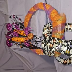 WREATH CRAFT-DIY-Halloween-Orange/Purple-Legs-Purple Spiders-Wall/Door